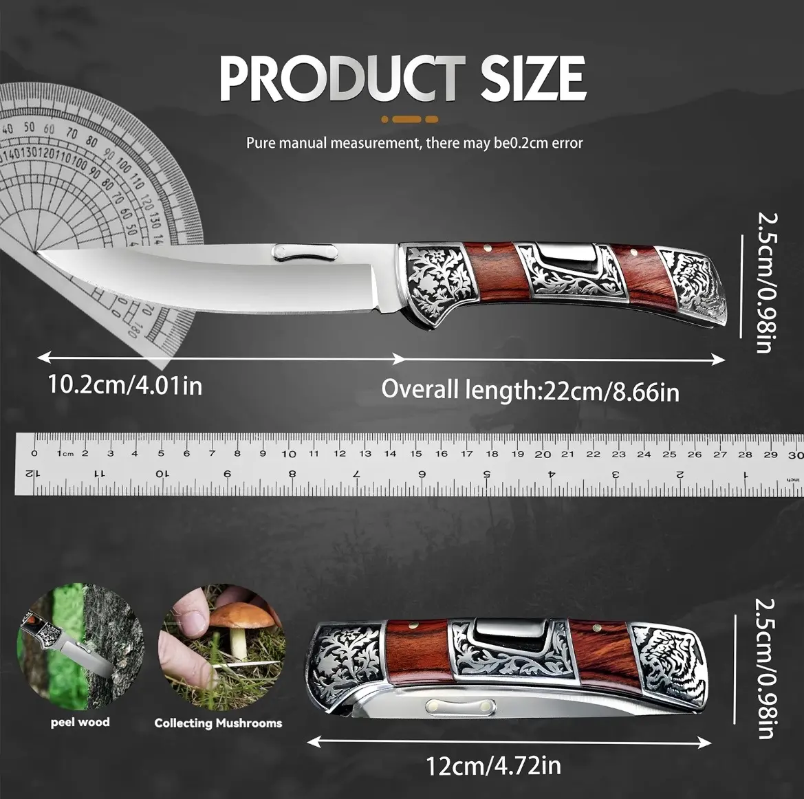 Men's Gift: Foldable Outdoor Knife with Non-Slip Handle and Sharp Blade. Durable, Multi-Scenario Use for Camping, Hiking, and EDC. Survival and Gift Set Bundle