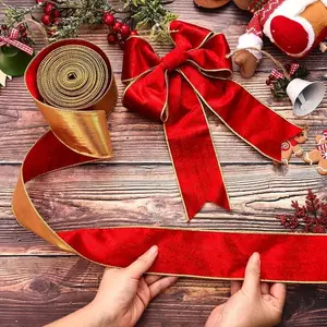 Premium Velvet Wired Christmas Ribbon, Garland Ribbon, 5 Yards X 2.5 Inches, Double-Sided Trim, Perfect for Holiday Decor, Gifts, Crafts