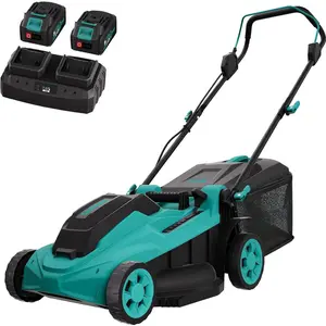 17" Cordless Lawn Mower, 2 x 20V 4.0Ah Battery Lawn Mowers with Brushless Motor, Bagging & Mulching, Charger Included