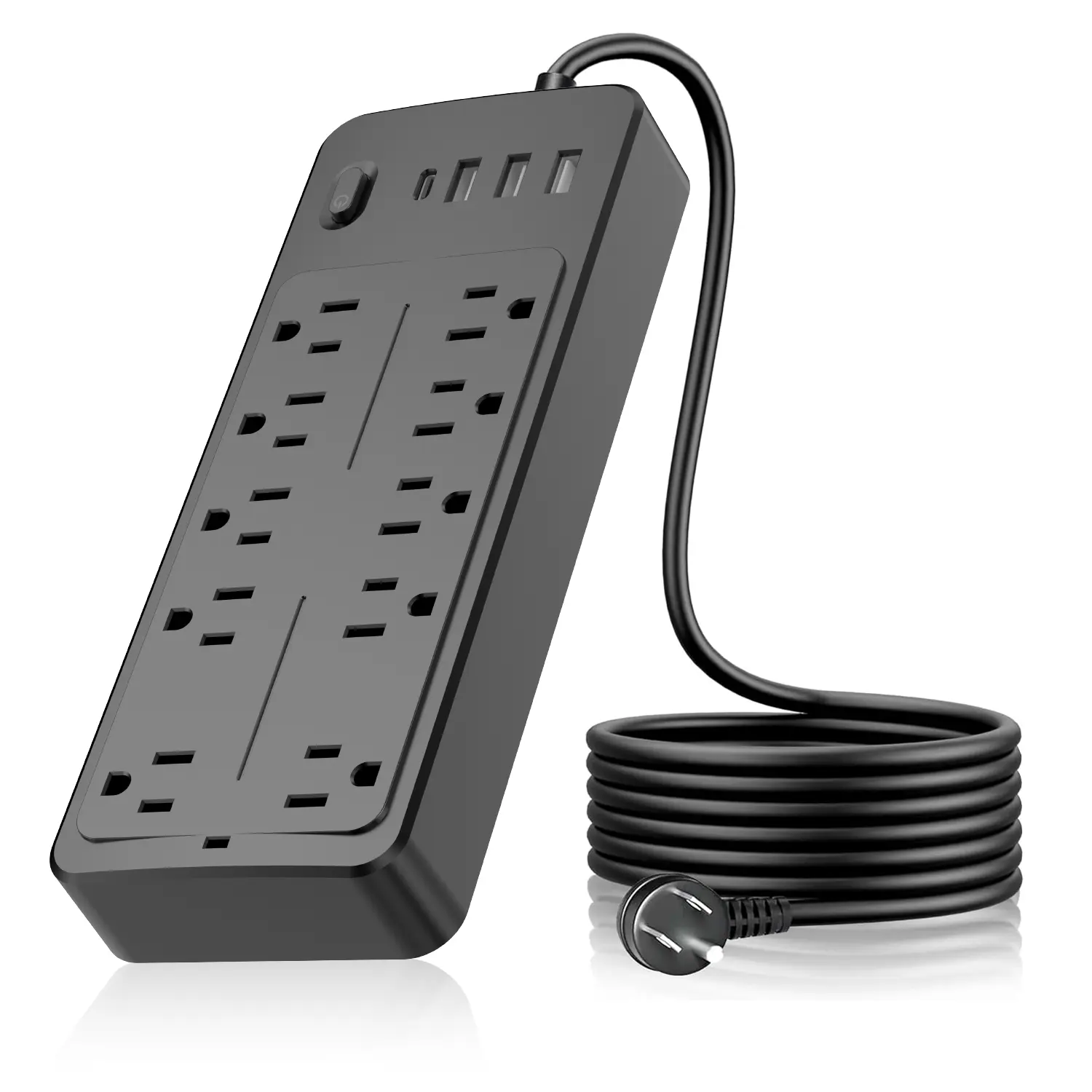 Power Strip Power Bar, Muti-Outlets Ports Desktop Charging Station, Flat Plug Overload Surge Protection Outlet Strip, USB Ports, Extension Cord, Wall Mount, Night Light Station Socket,for Home,Office