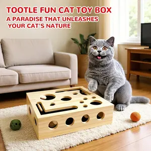 Cat Nail File and Scratching Puzzle Box for Indoor Cats, Wooden Surface, Stress-Free Alternative to Nail Clippers and Scratchers, Scratcher Board