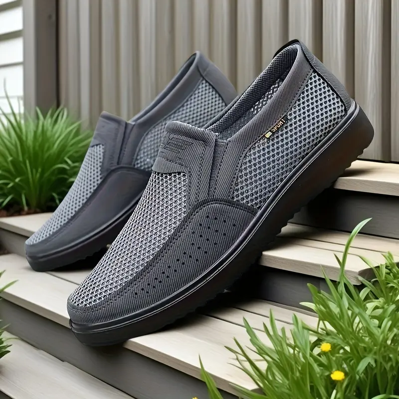 OFIREND | Men's Slip-On Mesh Loafers - Breathable Comfortable Minimalist Slip-On Shoes, All-Season Solid Color Fabric Upper with PVC Sole, Round Toe Daily Streetwear - For Men - Suitable for Casual Wear, Work, and Travel - Great Gift for Fashionable Men