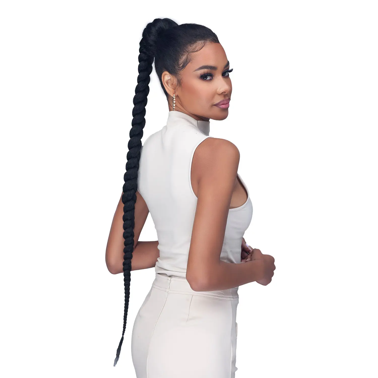 Bobbi Boss Miss Origin Tress Up Ponytail - MOD060 40-Inch Human Hair Blend Box Braid Hairpiece, Hand-Crafted, Easy-Pull Drawstring Closure, Reinforcing Inner Combs, Ponytails, Hair Braids, Long Ponytail