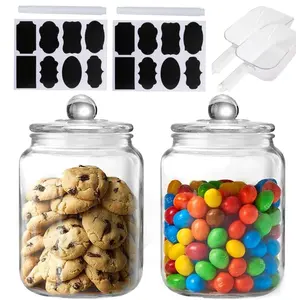 1/2Pcs 2L Glass Storage Jar with Lid Clear Food Jar Tea Leaf Spice Moisture-proof Sealed Candy Container With PE Sealing Ring Kitchen Organizer