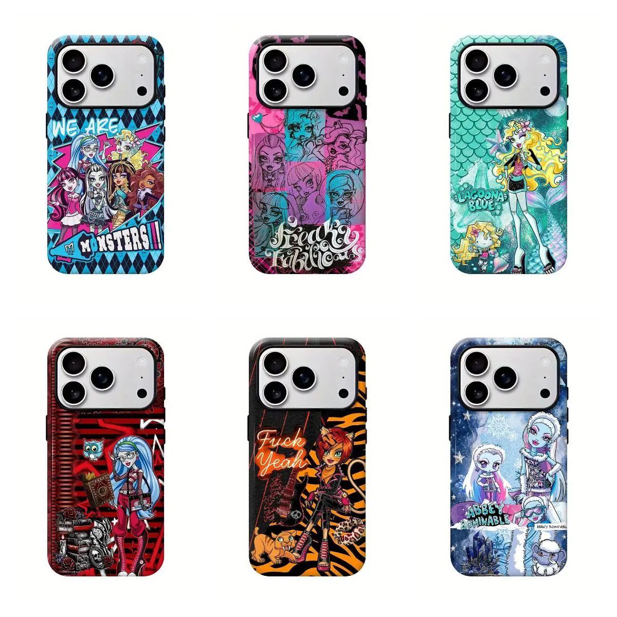 Monster High Characters Durable Tough Plastic Hard Shell Phone Case, iPhone Series (11/12/13/14/15/16/17 ProMax Plus) Protective Mobile Phone Accessory, Ideal for Halloween, Unisex Use