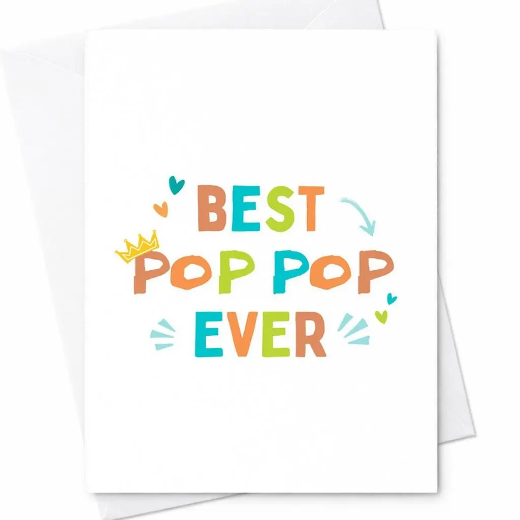 Best Pop Pop Ever Fathers Day Card Cute Grandpa Card From Grandkids Colorful Pop Pop Card Fathers Day Gift For Grandpa C-1205