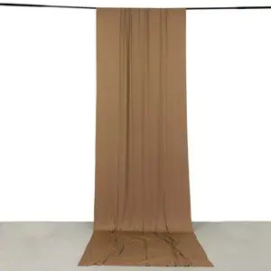 Taupe 4-Way Stretch Spandex Backdrop Drape Curtain, Wrinkle Free Event Divider Panel with Rod Pockets - 5ftx14ft