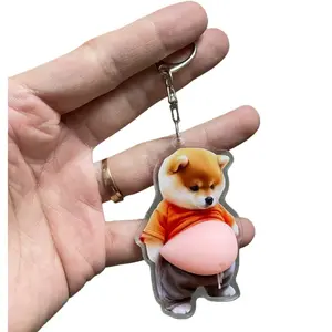 3D Soft Plush Dog Keychain, Multifunctional Hanging Hook Decoration, Squeeze Belly Feature, Cute Fat Belly Design, Perfect Gift