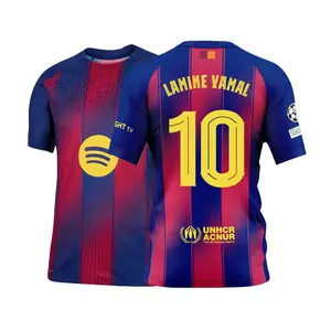 10# Lamine Yamal 25 26 Home Short Sleeve Soccer Jersey Fans Version Red Blue