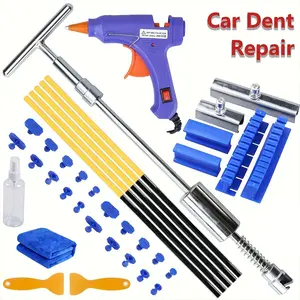 Car Dent Repair Kit with Professional Slide Hammer and 2 in 1 T-Bar, No Paint Needed for Car Ding and Door Dents, Essential Auto Body Tool with US Plug
