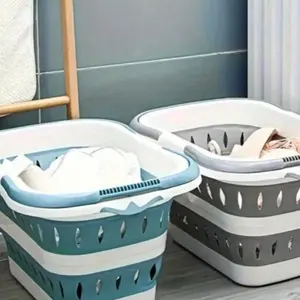 Foldable Laundry Basket with Handle, Collapsible Laundry Hamper, Space-Saving Design, Durable and Sturdy, Ideal for Bathroom, Camping, Travel & Outdoor Storage