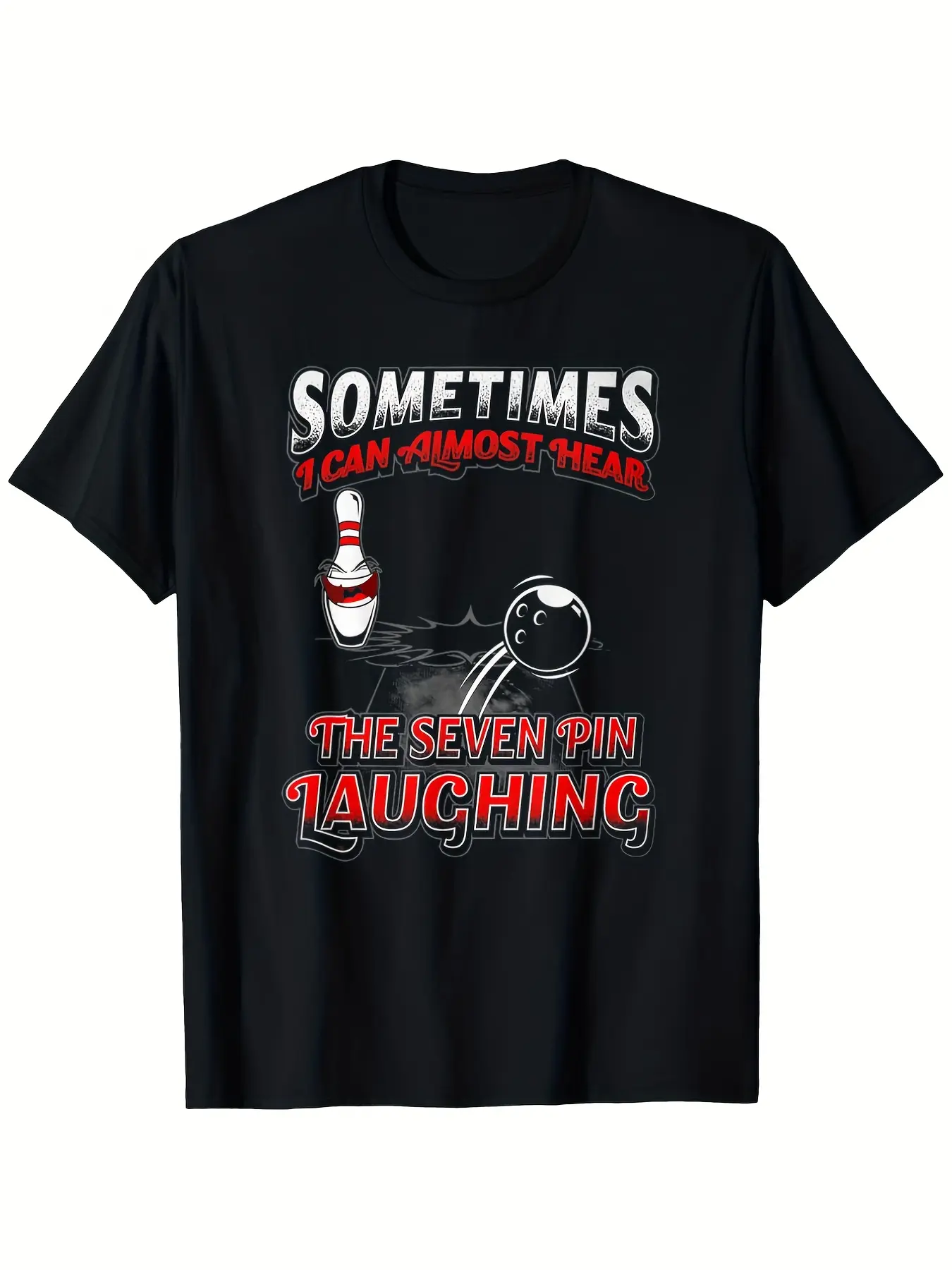 Men's Unisex Bowling-Themed T-Shirt - 7-Pin Tauch unisex soft cotton short sleeve t shirt, vintage graphic casual tee for men women teens, perfect birthday holiday gift for camping travel gym daily street casual wear