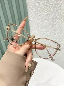 Cat Eye Frame Eyeglasses, Trendy Anti-blue Light Eyeglasses for Women & Men, Fashion Eyeglasses for Work, Daily Clothing Decor, Perfect for Student Daily Use