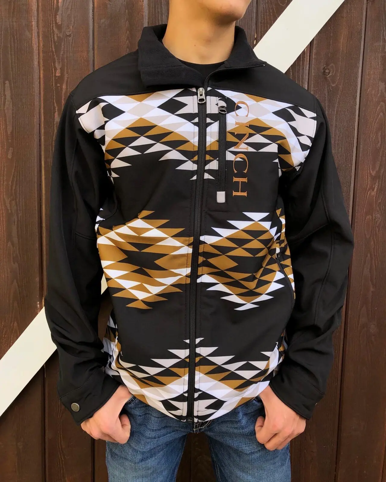 CINCH – Men’s Bonded Jacket – Black/ Gold / White