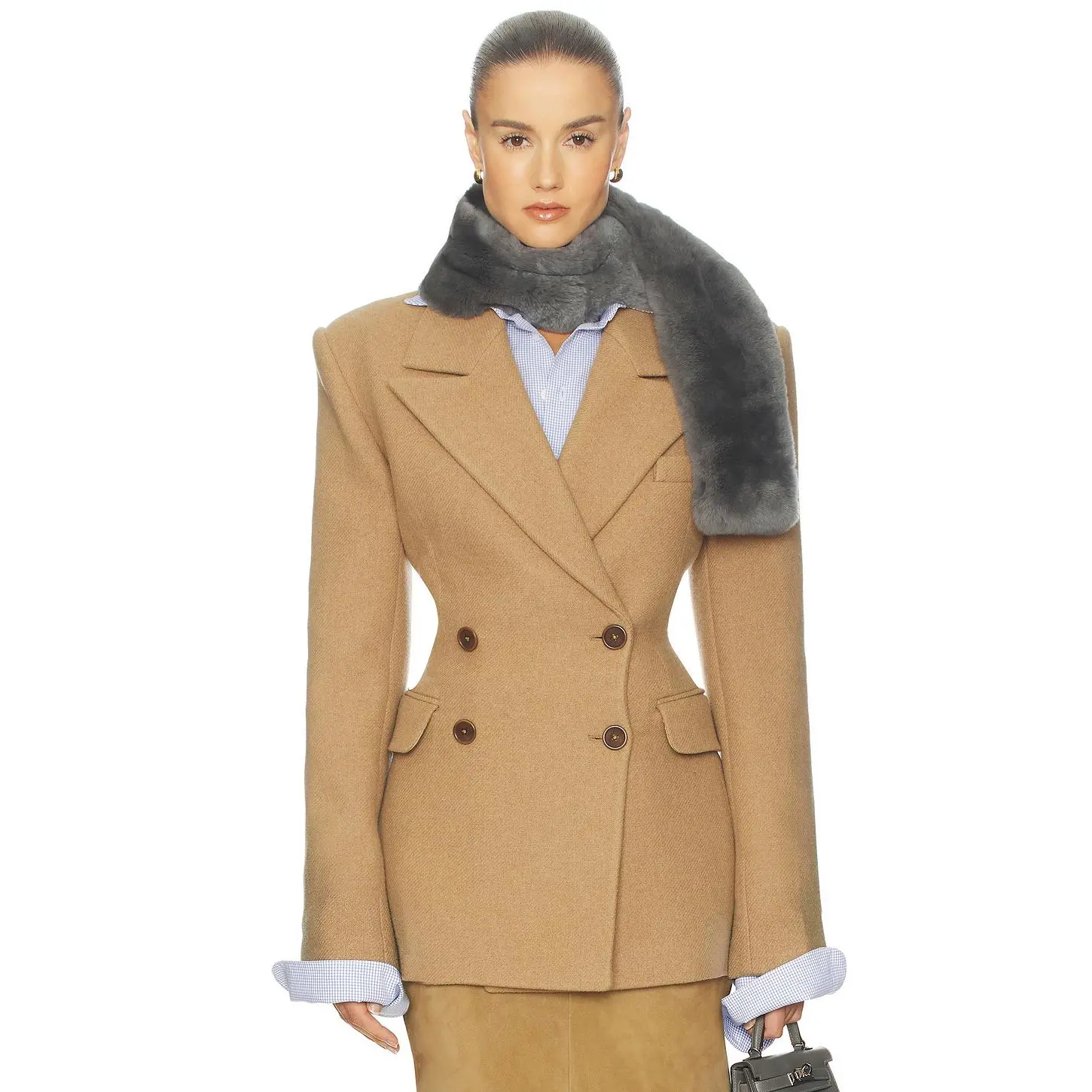 Helsa Italian Wool Blend Blazer in Camel Helsa Italian Wool Blend Blazer in Camel