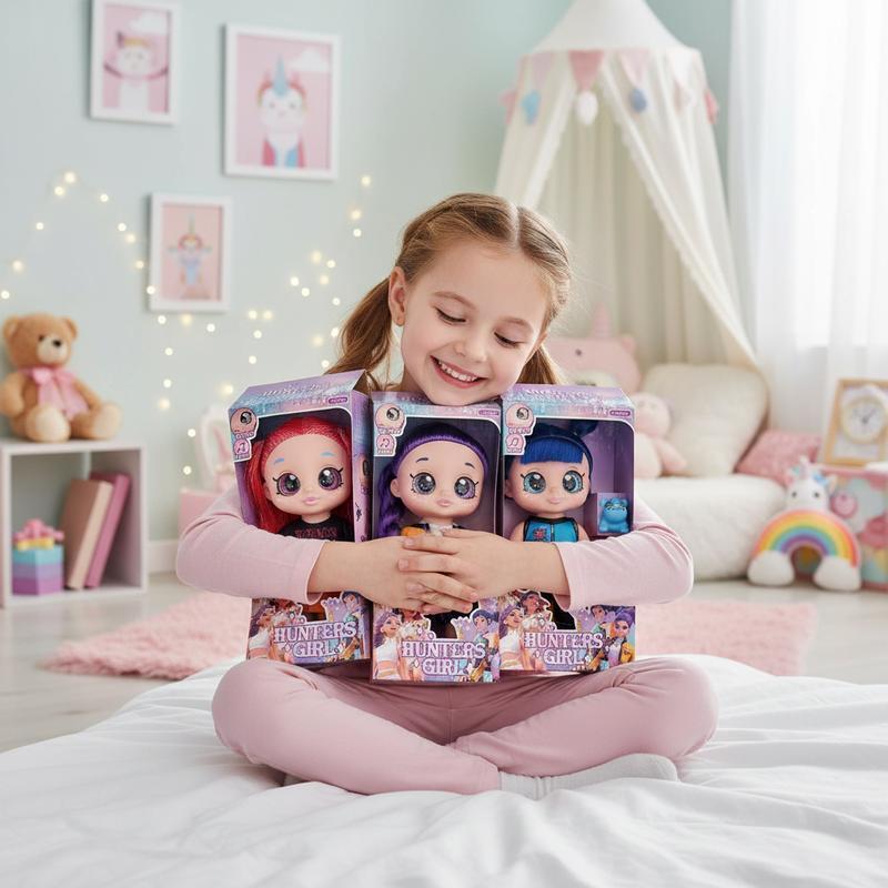 Kpop dolls anime action figure set,7 inch 5 joints can play music,rumi mira zoey dolls,gifts for kids,girls&boys toys