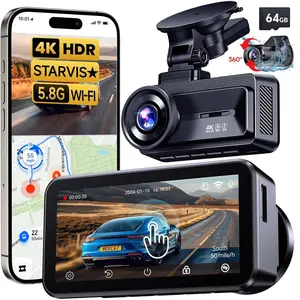4K Dash Cam Front and Rear with Touch Screen & STARVIS Sensor,5.8Ghz WiFi,GPS,64GB Card,Night Vision Dashcam,GSensor,Loop Recording,App Control,24H Parking Monitor Car Camera