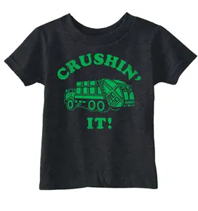 Toddler Funny T Shirts Crushin It Sarcastic Garbage Truck Graphic Novelty Tee for Young Kids Funny Toddler Shirts Funny Sarcastic Apparel Childrens Graphic Tees Black
