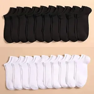 Men's Low-Cut Ankle Socks (20pcs) - Mix Colors, Solid Color, Breathable, Comfortable, Sweat & Odor Resistant, Minimalist Design, All-Season, Ideal for Casual Outings, Sports & Outdoor Use