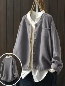 Autumn Winter Round Neck Long Sleeve Shirt, Casual Fashion Chest Cut Out Design, Women's Clothing for Daily Wear, Womenswear, Fitted, Tops