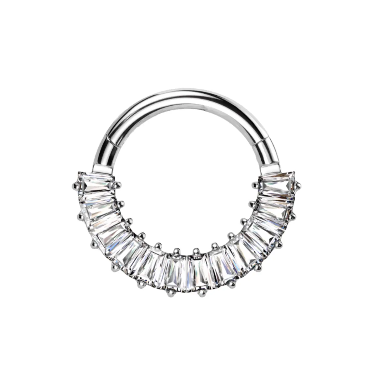 Titanium Baguette Gem Hinged Septum Ring