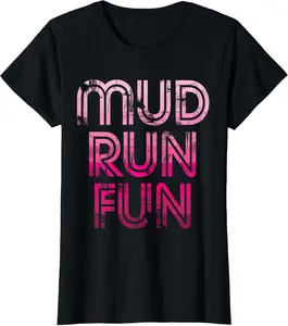 100%cotton Mud Run Fun Mudder PINK v1 Trail Running and Mudding T-Shirt
