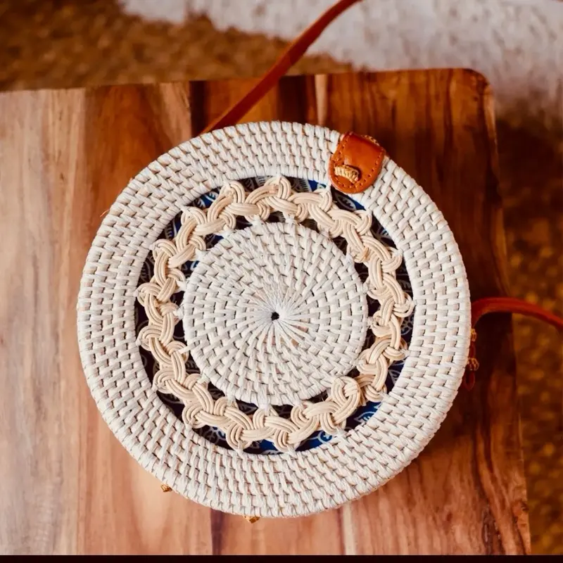 Round Rattan Handbag