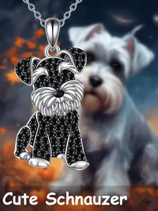 Cute Adorable Playful Charming Sweet Tilted-Head Schnauzer Alloy Pendant Necklace - Lovely Pet Design for Daily Wear, Casual Outings, Dog Lovers' Gatherings & Birthday - Perfect Gift for Schnauzer & Pet Lovers & Her