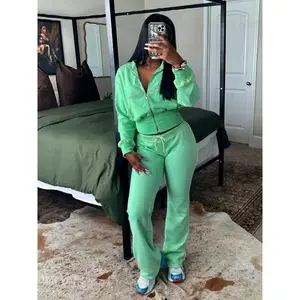 Women's Solid Waffle Knit Zip Up Jacket & Pants Two-piece Set, Casual Long Sleeve Zip Front Outerwear & Trousers for Daily Wear, Ladies Fall & Winter Clothes��gift�� Womenswear Suits