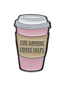 Cute Coffee Cup & Letter Pattern Brooch, Fashion Casual Versatile Alloy Brooch, Daily Clothing Accessories for Women and Men