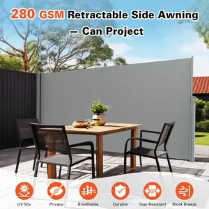 Retractable Side Awning Outdoor Privacy Screen, UV Resistant & Waterproof Folding Room Divider Fence, Windproof Patio Sunshade for Backyard, Garden, Balcony and Commercial Use