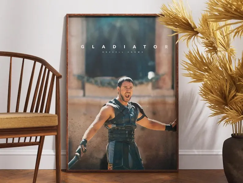 Gladiator Poster, Retro Movie Poster, Vintage Poster, Russell Crowe, Gift for Him, Home Decor, Printable Wall Art, Lucilla and Maximus