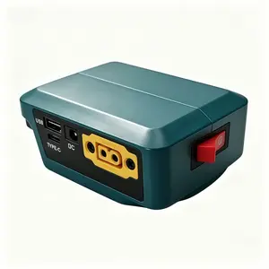 1 Pack Portable Power Adapter, Battery Adapter, Fast Charger Dock, For Mak.ita 18V Lithium Battery with XT60 Port, Type-C PD Fast Charge, USB-A, DC Port, LED Voltage Indicator & Switch - Power Supply for Outdoor, RC, DIY Projects