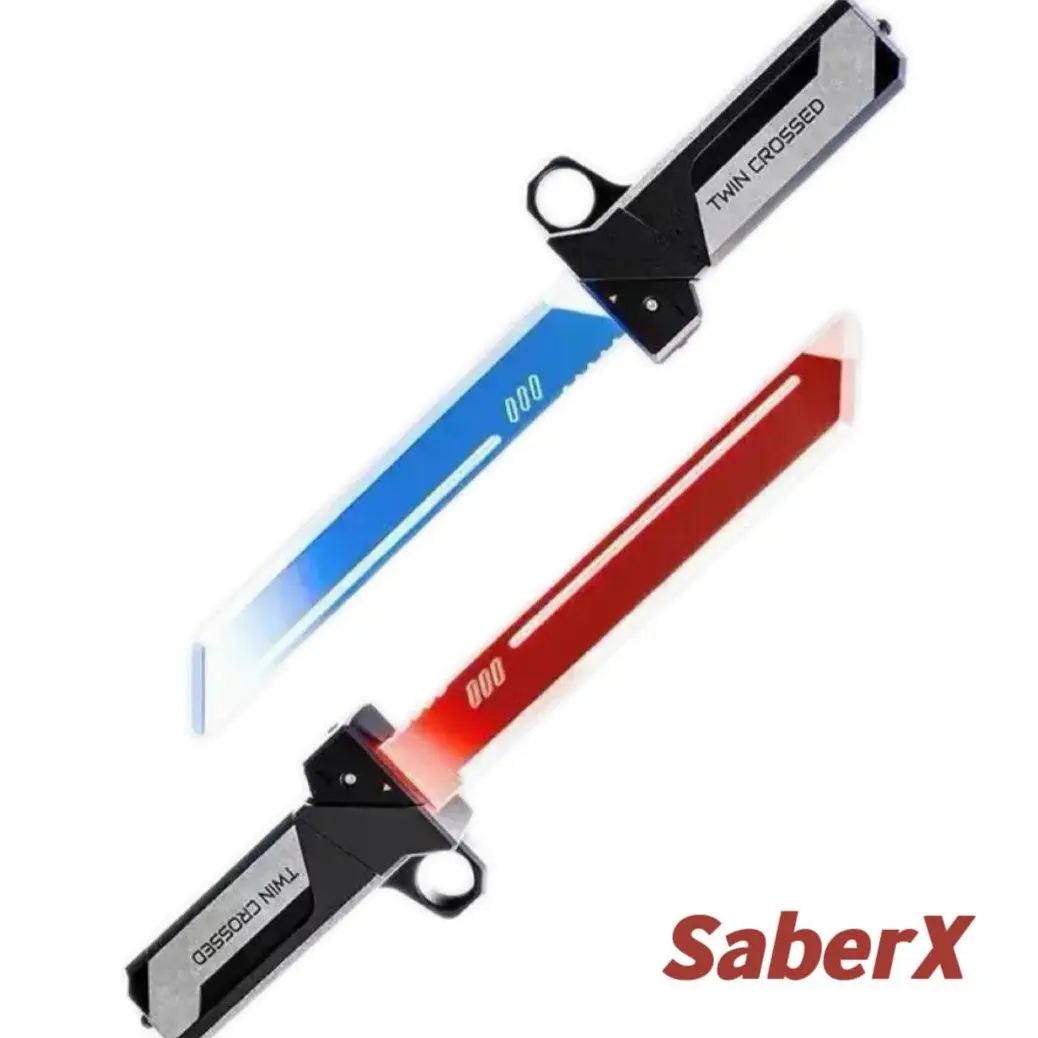 【SaberX】2026 Dual-Color LED Retractable Toy Sword – Swing-Activated Light Blade, Plug-In Dueling Play Sword for Kids & Collectors
