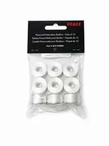 Pfaff Prewound Embroidery Bobbins – 10 Pack | White or Black | Fits Icon Series