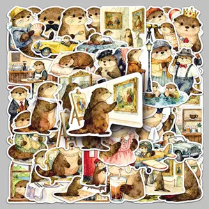 50pcs cute animal cartoon otter creative stickers diy notebook phone case photo album personality waterproof stickers