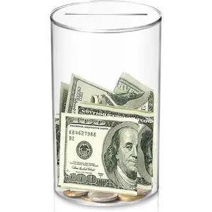 Clear Acrylic  Piggy Bank,  Bank for Kids Adults Must Break to Open, Unopenable Acrylic Savings jar Decor