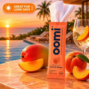 Oomi Peach & Mango Towel – Pack of 5 | Soft Terry Cloth Face & Body Towel for Men & Women - Gently Clean, Remove Odor & Dry Skin Quickly – Multifunctional Towel for Gym, Office, Date Nights, Outdoor & Travel Use