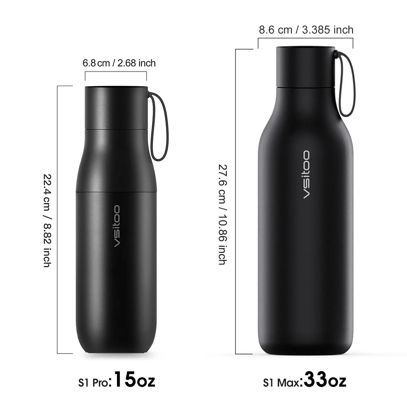 Vsitoo 15oz Self-Cleaning Smart Water Bottle, Insulated Stainless  display picture 1