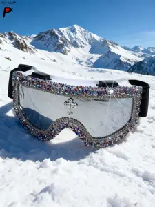 Unisex Rhinestone Criss-Cross Design Eyeglasses, PC Frame, Fashionable Sporty Streetwear Style, All-Season Wear, Sports Eyewear