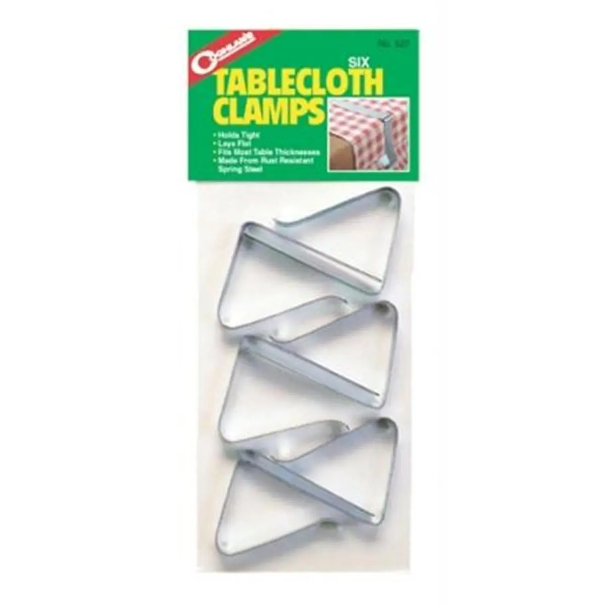 Coghlans CG527 Anti-Rust Coated Solid Metal Tablecloth Clamps - 6ct, Clamp-On, Spring Steel, Fits Most Table Thicknesses, Flat Lay for a Smooth Edge, Anti-Rust Coated Tablecloth Clamps