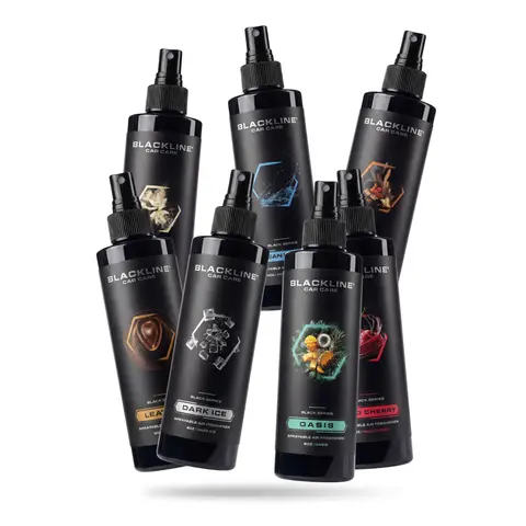 BLACKLINE 8oz Car Air Freshener Spray Bottle - Modern Aquatic Dark Ice Scent, Crisp Clean Woody Autumn Embers Cherry Notes, 1-2 Day Daily Refreshment, Prop 65 Safe Non-Toxic Odor Eliminator, Interior Auto Accessories, Car Scents