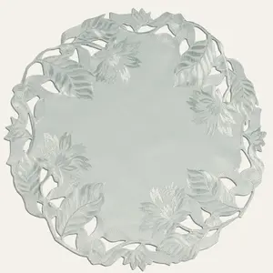 Light Gray Round Linen Placemat Doilies - The Corda Collection