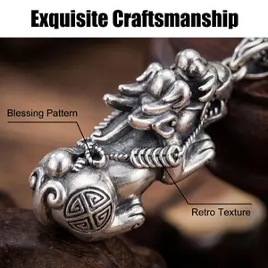 Wealth Attraction Necklace, Traditional Chinese Pixiu, 1pc, Alloy Electroplated Feng Shui Talisman Pendant, Retro Lucky Charm Jewelry, for Prosperity Blessing, Daily Wear, Party, Gift