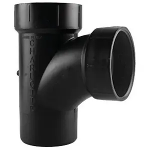 Charlotte Pipe 42304 Schedule 40 3 in. Spigot x 3 in. Dia. Hub ABS Sanitary Street Tee, Black