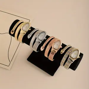 Women's Fashion Quartz Watch, Alloy Band, Oval Case Design, Snake Pattern, Perfect Gift & Daily Wear Accessory