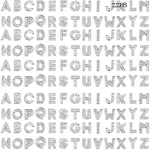 ZZHS 130 count A-Z 8mm Full Rhinestones Slide Alphabet Letters for DIY Wristbands Bracelets,  Making Crafts Charms ()