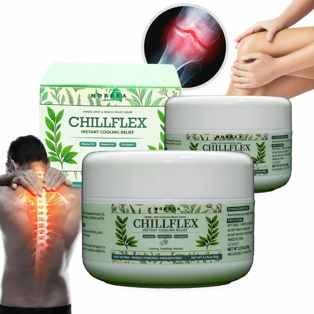 Therapeutic Cooling Balm with 3% Menthol, Topical Pain Reliever for Muscle Aches and Joint Pain, Relaxing Ointment for Adults, 100g