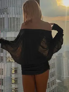 Women's One-Shoulder Ruched Dress, Elegant Slim-Fitting Long Sleeve, Breathable Soft Silk Fabric, Perfect for Office & Party