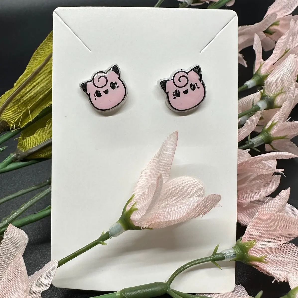 Squishy Pink Fluff Ball Handmade Earrings
